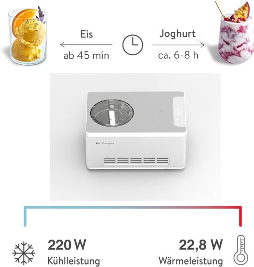 SPRINGLANE Sorbetière et yaourtière Elisa 2,0 L avec compresseur auto-refroidissant 180 W (Argent, avec accessoires) - Image 3