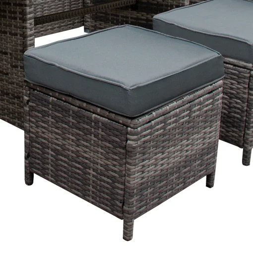 Salon de Jardin 9 personnes & Coffre de Rangement en Rotin – Gris Jardi - Image 5