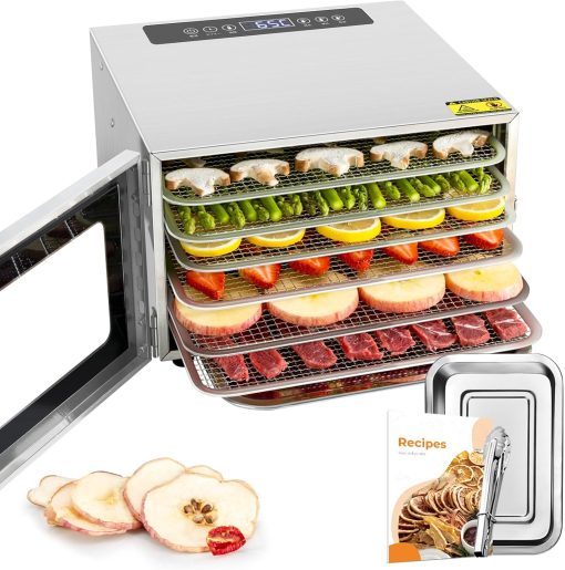 Kwasyo Food Dehydrator, 10 Trays ? Desiccator with Timer (24H) ? Fruit and Vegetable Dehydrator Adjustable Temperature (30 to 90°C) + 1 x Recipe Book - Image 2