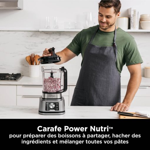 Ninja Foodi Power Nutri Blender 3-in-1 Blender for Smoothie Bowls, Thick Spreads and Iced Drinks, Automatic Programs, 2.1 L, 700 ml and 400 ml, 1200 W, Silver CB350EU - Image 3