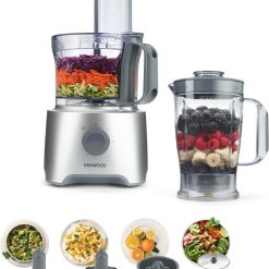 Kenwood Multipro Compact FDP31.170GY Food Chopper Robot with 2 Speeds + Pulse Included, 1.2 L Blender, 2.1 L Bowl, for Chopping, Grating and Kneading, 800 W