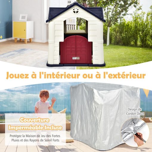 Maison Chef House -Thème Burger Bar - Table de Pique Nique Cabane de Jardin Anti-UV en Plastique 164x124x132 cm Bleu/Rose/Jaune - Image 10