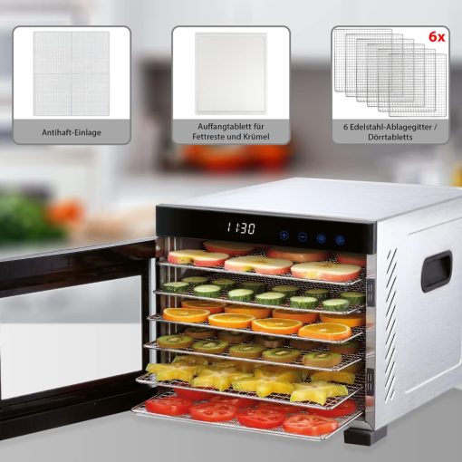 ProfiCook PC-DR 1218 Déshydrateur automatique en acier inoxydable, grand espace intérieur pour une utilisation jusqu'à 6 étages, bo?tier en acier inoxydable, thermostat numérique inclus - Image 8