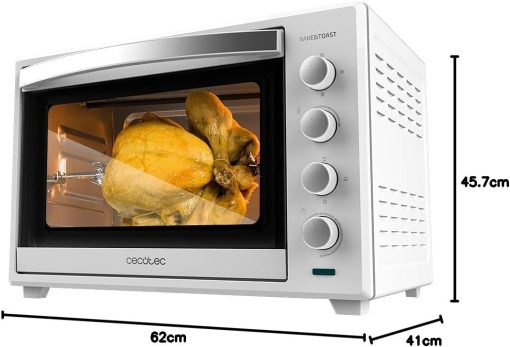 Cecotec Bake&Toast 4600 White Gyro Table Convection Oven 46 Liter, 2000 W, Interior Light, 12 Functions, Temperature up to 230o, Double Glazed Door, Includes Spit - Image 22