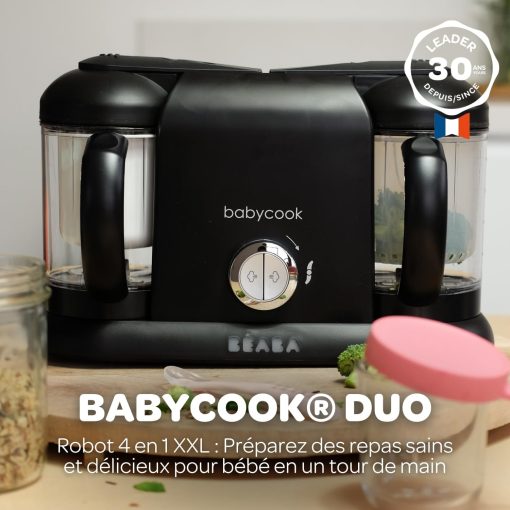 BéABA, Babycook Duo 4-in-1 Baby Food Processor Mixer, Fast Steaming 15 Minutes, Food Diversification, Small Baby Home Pots, XXL Capacity 2200 ml, Black - Image 13