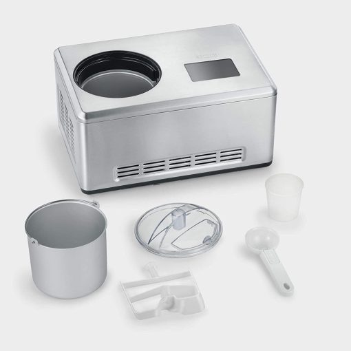 SEVERIN EZ 7405 2-in-1 Ice Cream Maker, Includes Ice Cream Container (2L) and Recipe Book, Digital Timer, Lid Open, Silver - Image 6