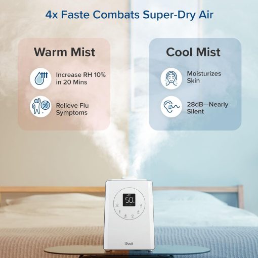 LEVOIT OasisMist 1000S (10L) Smart Humidifier for Home Large Room Bedroom, Last 100 Hours Suitable for Indoor Plant, Cover up to 600ft2, Easy Top Fill, Remoter & Voice Control, Auto Mode, Quiet, White - Image 13