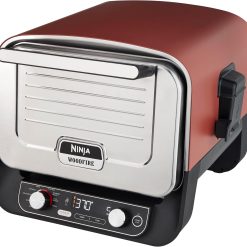 Ninja Woodfire 8-in-1 Electric Outdoor Pizza Oven, Rotisserie & Smoker BBQ with Grate, Pro-Heat Plate, Pizza Stone, Wood Pellets and Shovel, 6 Settings, Dark Orange OO101EU