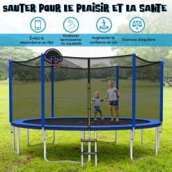 Trampoline d'Extérieur ?366 cm Trampoline avec Panier de Basket Filet de Protection Trampoline pour Enfants et Adultes