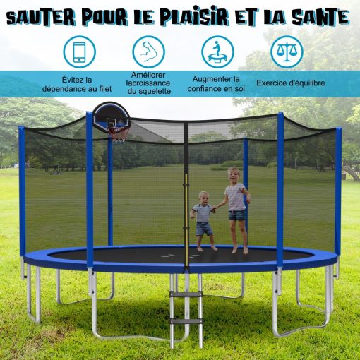 Trampoline d'Extérieur ?366 cm Trampoline avec Panier de Basket Filet de Protection Trampoline pour Enfants et Adultes