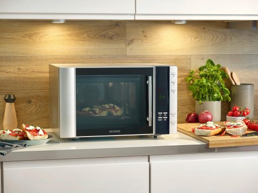 SEVERIN Four à micro-ondes 30 L, 2 500 W, avec fonction gril et chaleur tournante, avec 5 niveaux de puissance, 10 programmes automatiques, Inox/Noir, MW 7775 - Image 7