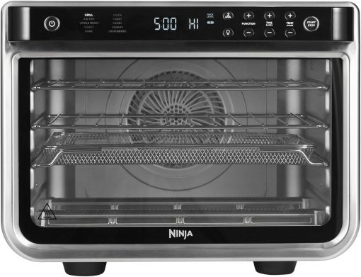 Ninja Foodi 8-in-1 Multifunctional Oven, Portable Mini Oven, Work Surfaces, Multi-Function Oven with 8 Cooking Functions; Air Fry, Roast, Grill, Bake and More Silver/Black SP101EU