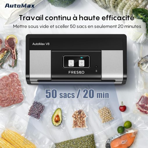 FRESKO Automatic Vacuum Sealer Machine, 140 Watts, Hands-Free Vacuum Machine, Dry/Wet Detection, 2 Roll Bag, Built-in Cutter and Bag Storage (AutoMax V8) - Image 4