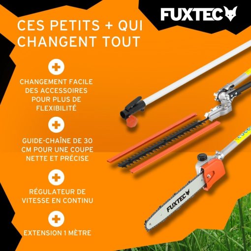 Fuxtec Débroussailleuse Thermique Multifonction 5 en 1 Multitool FX-MT152E - Easy Starter 3CV 52 cm3, Moteur 2 Temps, élagueuse Taille Haie Coupe Bordure Avec Fil ou Lame 1 Mètre Rallonge - Image 25