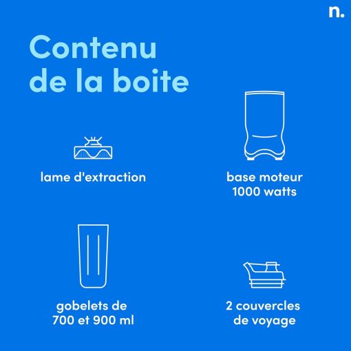 Nutribullet Pro 1200, Blender électrique, Broyeur, Smoothie Blender, Blender multifonctions, puissance 1200w, verres 700ml et 900ml, noir, NB120MB - Image 9