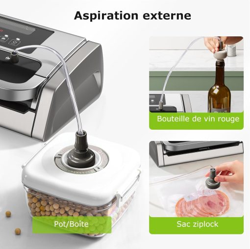 Bonsenkitchen Powerful and Quiet Food Vacuum Sealer with Globefish Technology for Continuous Work, Locked Handle Design, Integrated Cutter, 2 Rolls of Bags Included - Image 9
