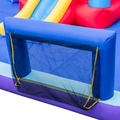 Chateau Gonflable à Toboggans Aquatiques Thème de La Fusée pour Enfants Piscine Zone de Saut Pistolet à Eau Escalade Souffleur de 850 W Multicolore - Image 4