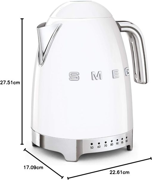 Smeg, KLF04WHEU Variable Temperature Kettle 1.7 L, Multiple Temperatures, Washable Anti-Limescale Filter, Automatic Safety Shutdown, Water Level Indicator, Cable Range, 2400 W, White - Image 15