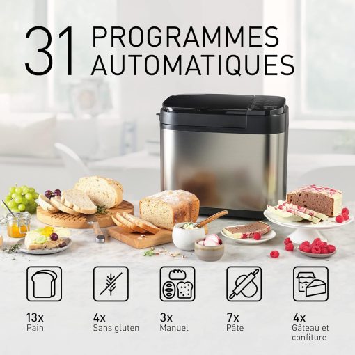 Panasonic SD-YR2550SXE Automatic Bread Maker, Raisin, Nut and Yeast Dispensers, 31 Auto Programs, Dual Temperature Sensor, 13 Hour Digital Timer, LCD Display, Silver - Image 6
