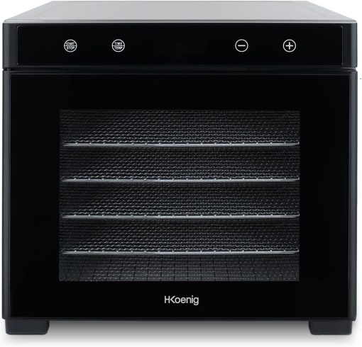 H.Koenig Déshydrateur Alimentaire de nourriture DSY900, pour Fruits, Légumes, Herbes, 6 Plateaux à Séchage amovibles, Thermostat variable de 35° à 70°C, Ecran LCD tactile, 650 W - Image 4