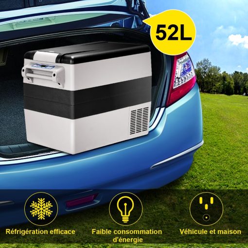 Réfrigérateur 52l de Voiture -20℃/+10℃ Mini Réfrigérateur Portable Ecran Lcd Adaptateur 69x34,5x52,5cm Noir+Gris - Image 9