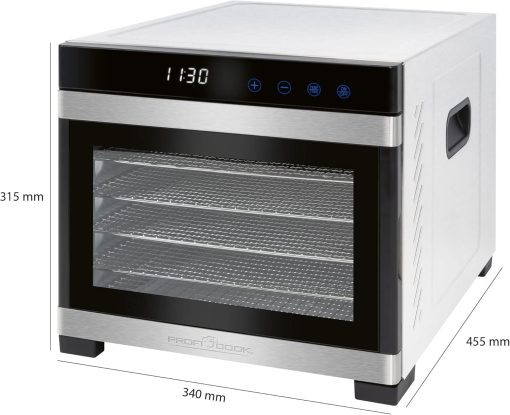ProfiCook PC-DR 1218 Déshydrateur automatique en acier inoxydable, grand espace intérieur pour une utilisation jusqu'à 6 étages, bo?tier en acier inoxydable, thermostat numérique inclus - Image 3