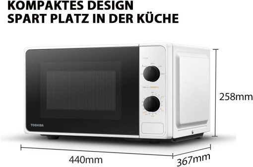 Toshiba Micro-ondes 20L MV-AM20T(BK), 800W, 12 Menu automatique, 5 Niveaux de Puissance, Ampoule LED, Plateau tournant amovible, Dégivrage facile, Noir - Image 10