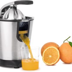 H.Koenig AGR80 160W Professional Electric Citrus Juicer Stainless Steel Lever and Filter Drip Free BPA Free Dishwasher Safe Parts