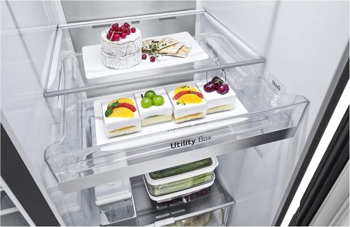 LG GSXV91MCAF Réfrigérateur combiné - Side by Side, 635L, InstaView, Total No-Frost, Compartiment congélation, Distributeur d'eau et glace UVnano, Compresseur Inverter Linear, Wi-Fi, Noir, Classe F - Image 11