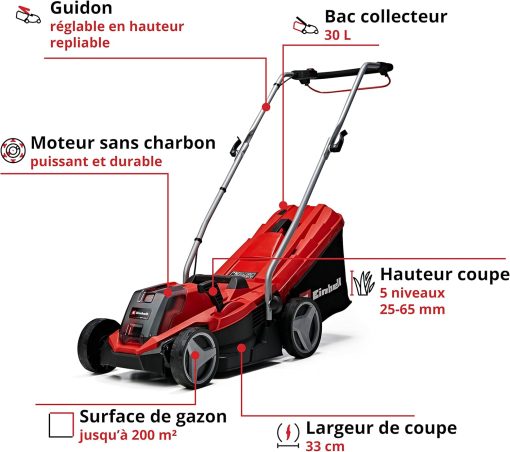Einhell Tondeuse à gazon sans fil GE-CM 18/33 Li Kit Power X-Change (18V, Largeur de Coupe 33cm, Surface conseillée 200 m2) Livré avec Batterie 4,0 Ah et Chargeur - Image 19