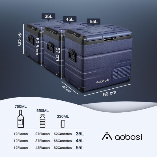 AAOBOSI 46 L Glaciere a Compression, Glaciere Electrique Double Zone, 12 V/24 V et 100-240 V Frigo Camping, -20 ℃ à 20 ℃, pour Voiture, Camion, Bateau, Camping-Car - Image 27