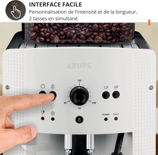 Krups Coffee Bean Machine, 1.7 L, 2 Cups Simultaneously, Automatic Cleaning, Steam Nozzle for Cappuccino, Espresso Maker, Essential Black YY8125FD - Image 6