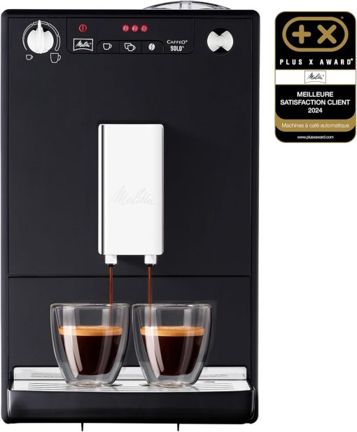 Melitta Caffeo Solo Noir Pure Black, Machine à Café à Grains avec Broyeur et Système d'Extraction des Ar?mes, Affichage LED, Mode 1 à 2 Tasses, Cafetière Expresso, Automatique, E950-222, 1400W - Image 2