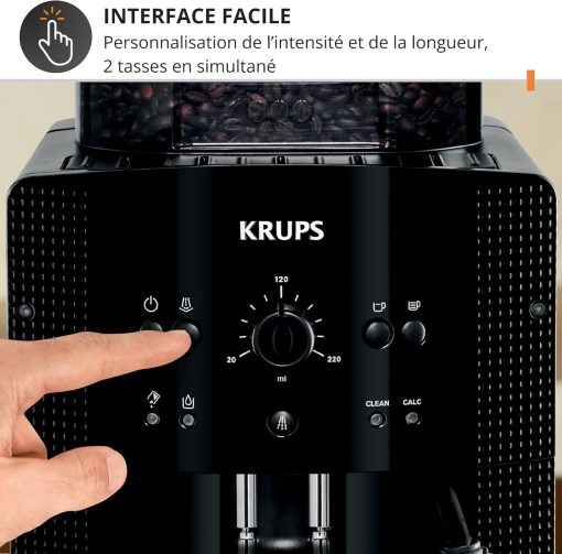 Krups Coffee Bean Machine, 1.7 L, 2 Cups Simultaneously, Automatic Cleaning, Steam Nozzle for Cappuccino, Espresso Maker, Essential Black YY8125FD - Image 15