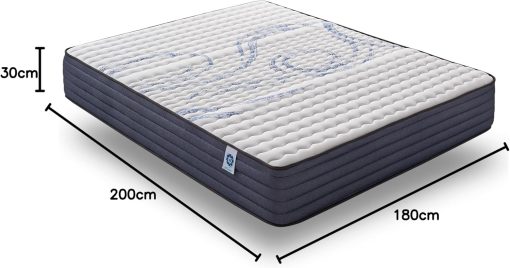 NATURALEX - Matelas PerfectSleep 180x200 - épais 30 cm - Soutien Mousse à mémoire de Forme - Accueil Blue Latex - Confort Ferme - Respirant - 7 Zones - Réversible - Haute Densité - Fabriqué en Europe - Image 75