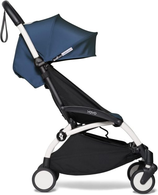 Poussette BABYZEN YOYO2 6+ (Cadre noir + pack couleur Aqua) - Comprend un harnais, un dossier, des arceaux de capote, une bandoulière, un coussin d’assise, et une capote assortie - Image 7