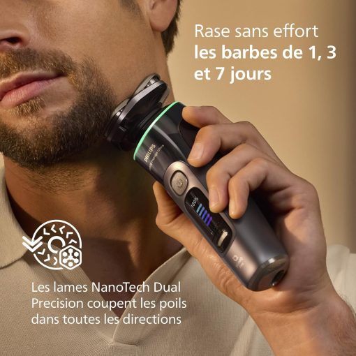 Philips Rasoir i9000 Prestige Ultra, Rasoir électrique 100% étanche, Technologie Skin IQ Pro, Système Triple Lift & Cut, Lames de précision NanoTech rotatives 360°, 5 modes de rasage, XP9401/38 - Image 22