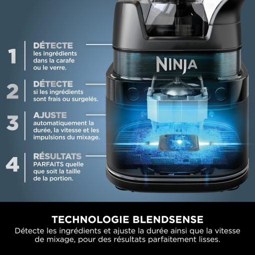Ninja Detect Power Blender Processor Pro 3-en-1, mixeur 1200W, bol à mélanger, lame malaxeur, gobelet individuel, récipient, pétrir, mixer, hacher et mélanger, noir, TB401EU - Image 23