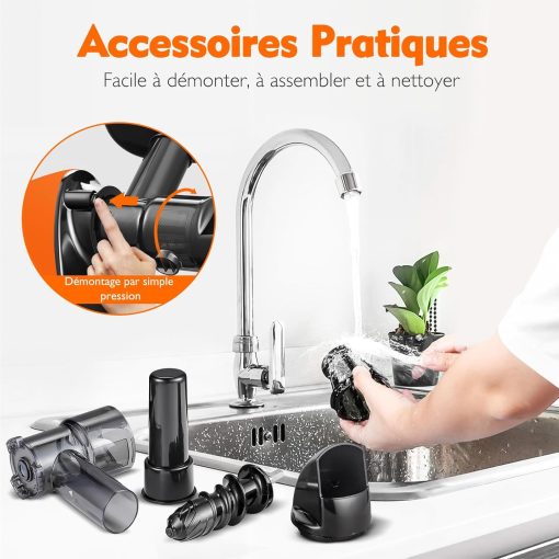AMZCHEF Extracteur Jus - Extracteur de Jus de Fruits et Légumes - Presses-agrumes à Froid sans BPA avec 2 Tasses et Brosse - Fonction de Mastication Inversée pour éviter les Blocages - Argent - Image 55