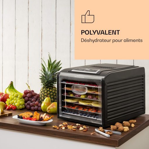 KLARSTEIN Fruit Jerky DryPower - Food Dehydrator, Fruit Drying Machine, Taste Remains Intent, Temperature Control, Timer, Fan, Removable Grates, Screen, 9 Grids, Black - Image 19