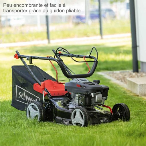 Scheppach Tondeuse à Gazon Thermique MS150-42 | Autotractée - 3,7 CV | Largeur de Coupe 42cm | Raccord Rapide de Nettoyage | Panier 45L | Hauteur - 7 Niveaux | Lame supp. + Huile Incluse - Image 12