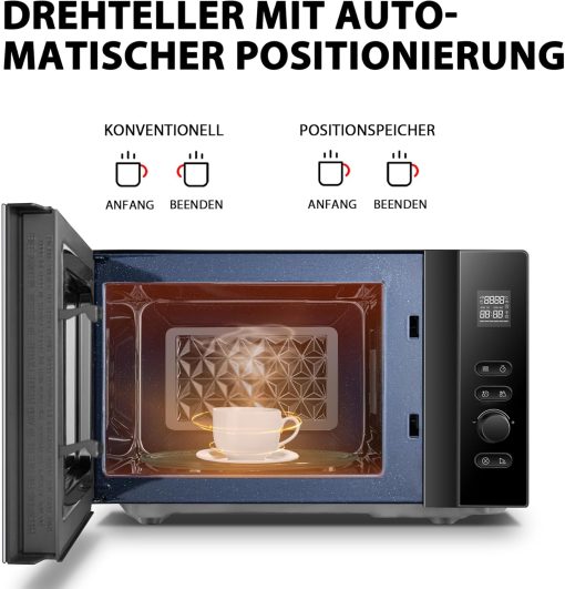 Toshiba Micro-ondes 20L MV-AM20T(BK), 800W, 12 Menu automatique, 5 Niveaux de Puissance, Ampoule LED, Plateau tournant amovible, Dégivrage facile, Noir - Image 6