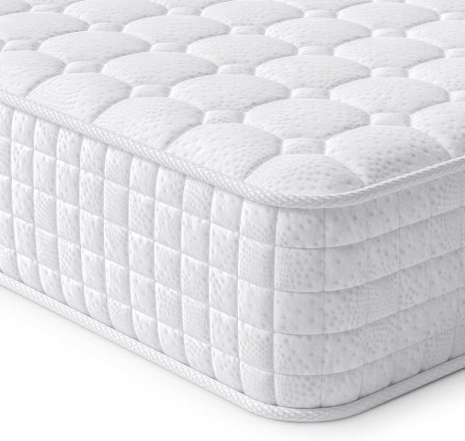 Vesgantti Matelas hybride européen 80 x 200 cm avec mousse à mémoire de forme respirante et ressorts ensachés individuels, fermeté moyenne, blanc