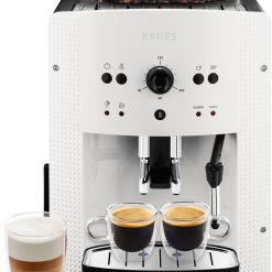 Krups Coffee Bean Machine, 1.7 L, 2 Cups Simultaneously, Automatic Cleaning, Steam Nozzle for Cappuccino, Espresso Maker, Essential Black YY8125FD