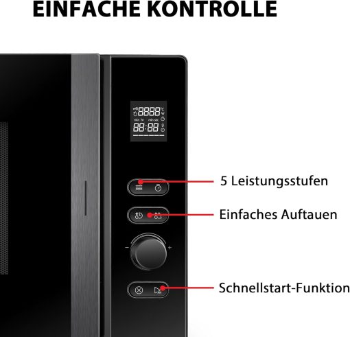 Toshiba Micro-ondes 20L MV-AM20T(BK), 800W, 12 Menu automatique, 5 Niveaux de Puissance, Ampoule LED, Plateau tournant amovible, Dégivrage facile, Noir - Image 9