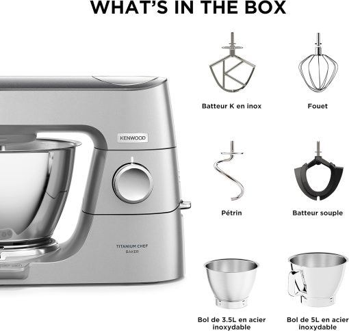 Kenwood Titanium Chef Baker KVC65.001WH, Pastry Robot with Integrated Scales, Including 3-Piece Pastry Set, Spatula & Splash Protection, 1200 W, White - Image 10