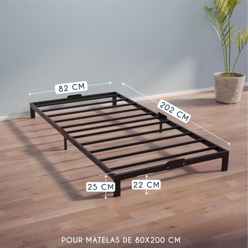 Dreamzie Cadre de Lit 160x200 avec Sommier - Sommier 160x200 avec Pieds - Hauteur de 35 cm - Structure Solide, Assemblage Facile et Espace de Rangement - Image 3