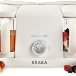 BéABA, Babycook Duo 4-in-1 Baby Food Processor Mixer, Fast Steaming 15 Minutes, Food Diversification, Small Baby Home Pots, XXL Capacity 2200 ml, Black