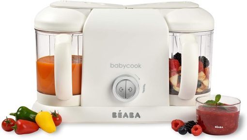 BéABA, Babycook Duo 4-in-1 Baby Food Processor Mixer, Fast Steaming 15 Minutes, Food Diversification, Small Baby Home Pots, XXL Capacity 2200 ml, Black