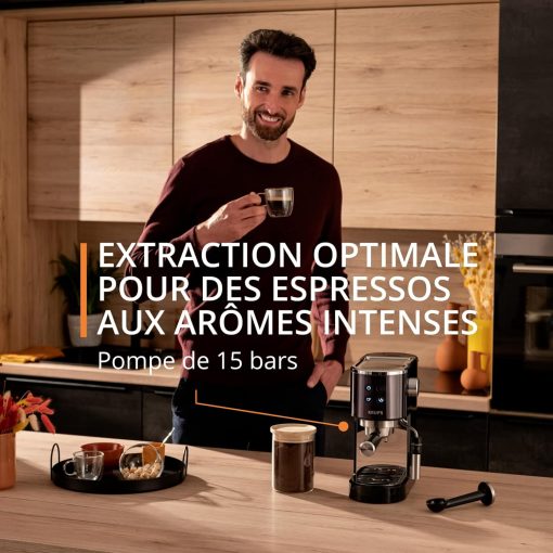 Krups Virtuoso+, Machine expresso, Machine a cafe à pompe, expresso machine a cafe moulu ou dosettes, 15 bars, Inox, Buse vapeur, Espresso et cappuccino, XP444G10 - Image 19